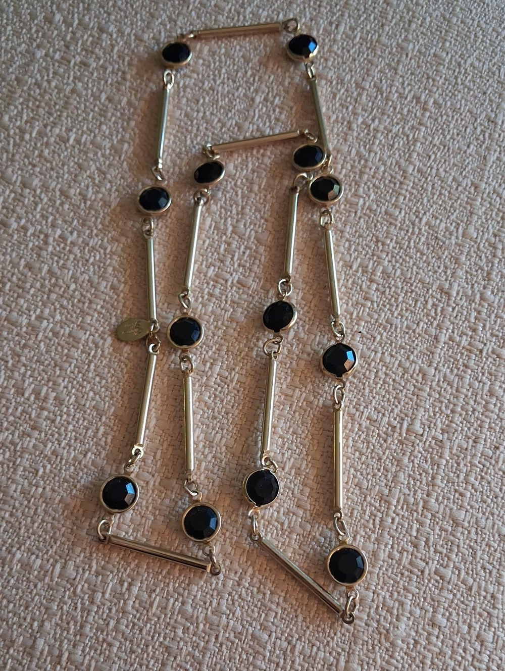Princess House Black Crystal & Gold Bar Long Necklace - Womens Jewelry